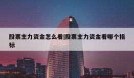 股票主力资金怎么看|股票主力资金看哪个指标