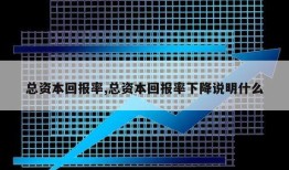 总资本回报率,总资本回报率下降说明什么