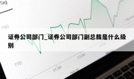 证券公司部门_证券公司部门副总裁是什么级别