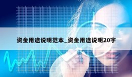 资金用途说明范本_资金用途说明20字