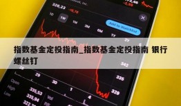 指数基金定投指南_指数基金定投指南 银行螺丝钉