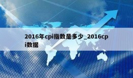 2016年cpi指数是多少_2016cpi数据