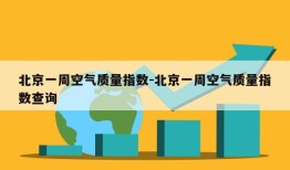 北京一周空气质量指数-北京一周空气质量指数查询