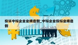 投诉中标企业业绩造假_中标企业投标业绩造假