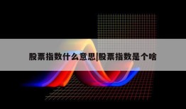 股票指数什么意思|股票指数是个啥