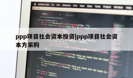 ppp项目社会资本投资|ppp项目社会资本方采购